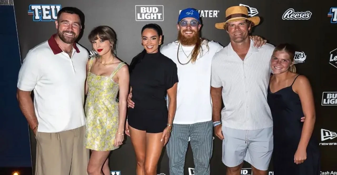Taylor Swift Dazzles in Yellow Floral Minidress at Fiancé Travis Kelce’s Tight End University Kickoff
