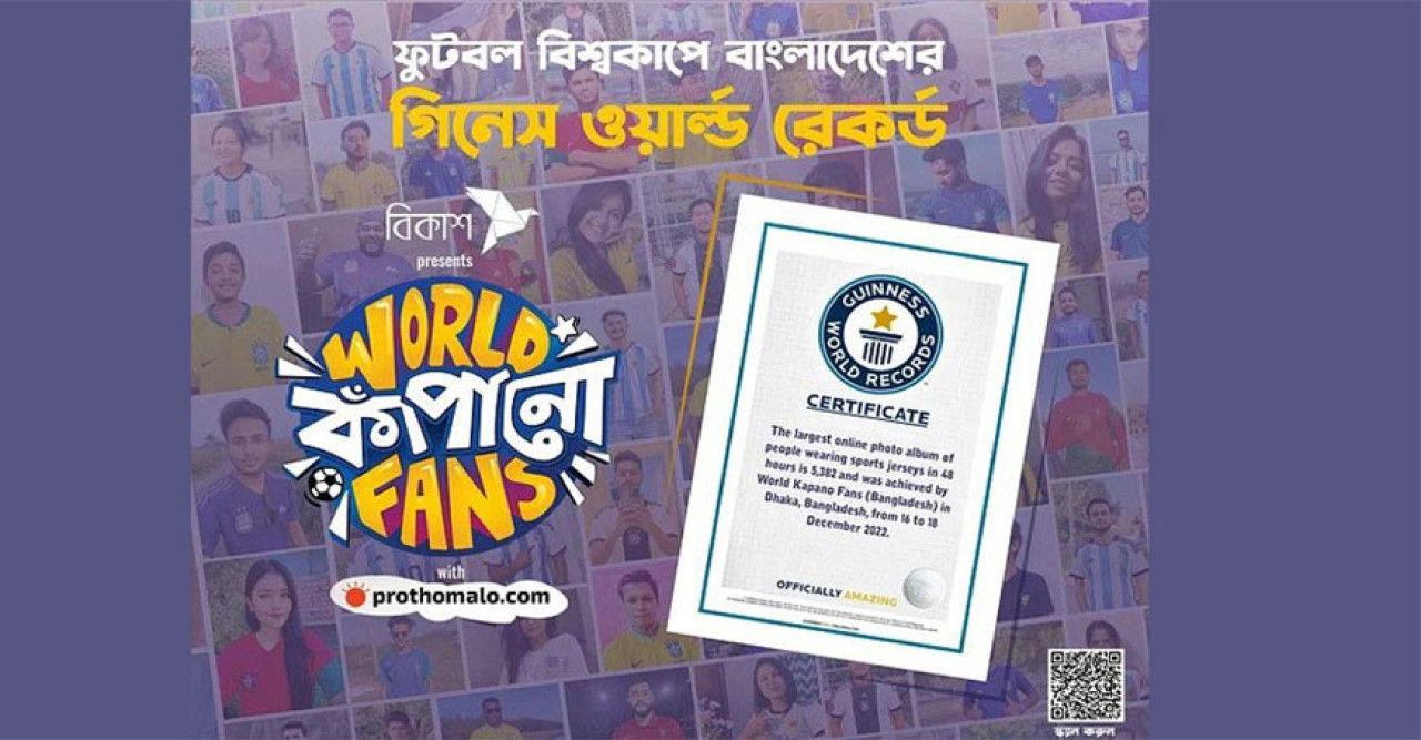ফুটবল জার্সি পরে অনলাইন ফটো অ্যালবাম তৈরির করে গিনেস রেকর্ডে বাংলাদেশ