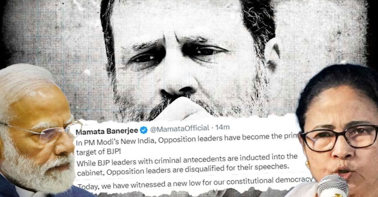 ‘গণতন্ত্র নতুন নীচতায় পৌঁছল’ টুইট করে রাহুলের পাশে দাঁড়ালেন মমতা