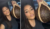 Kim Kardashian Shows Off Ultra-Rare Louis Vuitton Soccer Ball Bag Ahead of World Cup