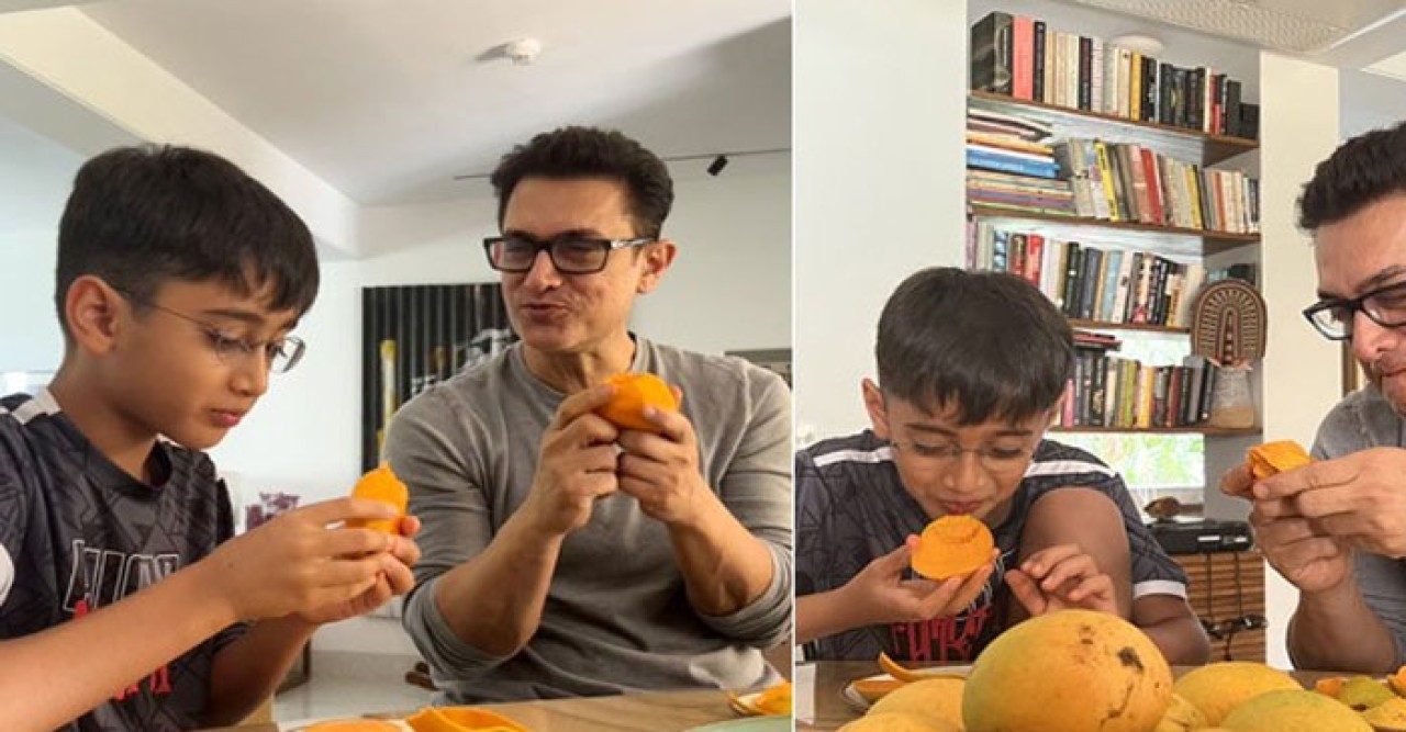 ছেলেকে নিয়ে পাকা আমের স্বাদে মজলেন আমির