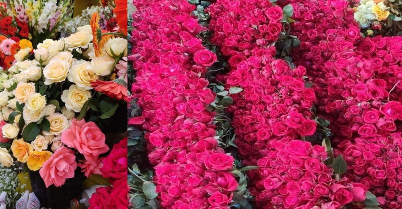 ভালোবাসা দিবসে ফুলের পসরা সাজিয়েছেন ব্যবসায়ীরা