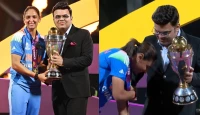 হরমনপ্রীতের পায়ে হাত! জয় শাহ লজ্জায় লাল, বিশ্বকাপ পডিয়ামে ভাইরাল মুহূর্ত