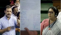 স্মৃতি ইরানিকে রাহুলের উড়ন্ত চুমু! তুমুল হইচই লোকসভায়